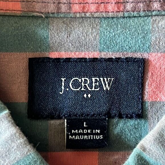 J. Crew Cotton Check Pink Grey Button Down Shirt Mens L - Picture 2 of 7